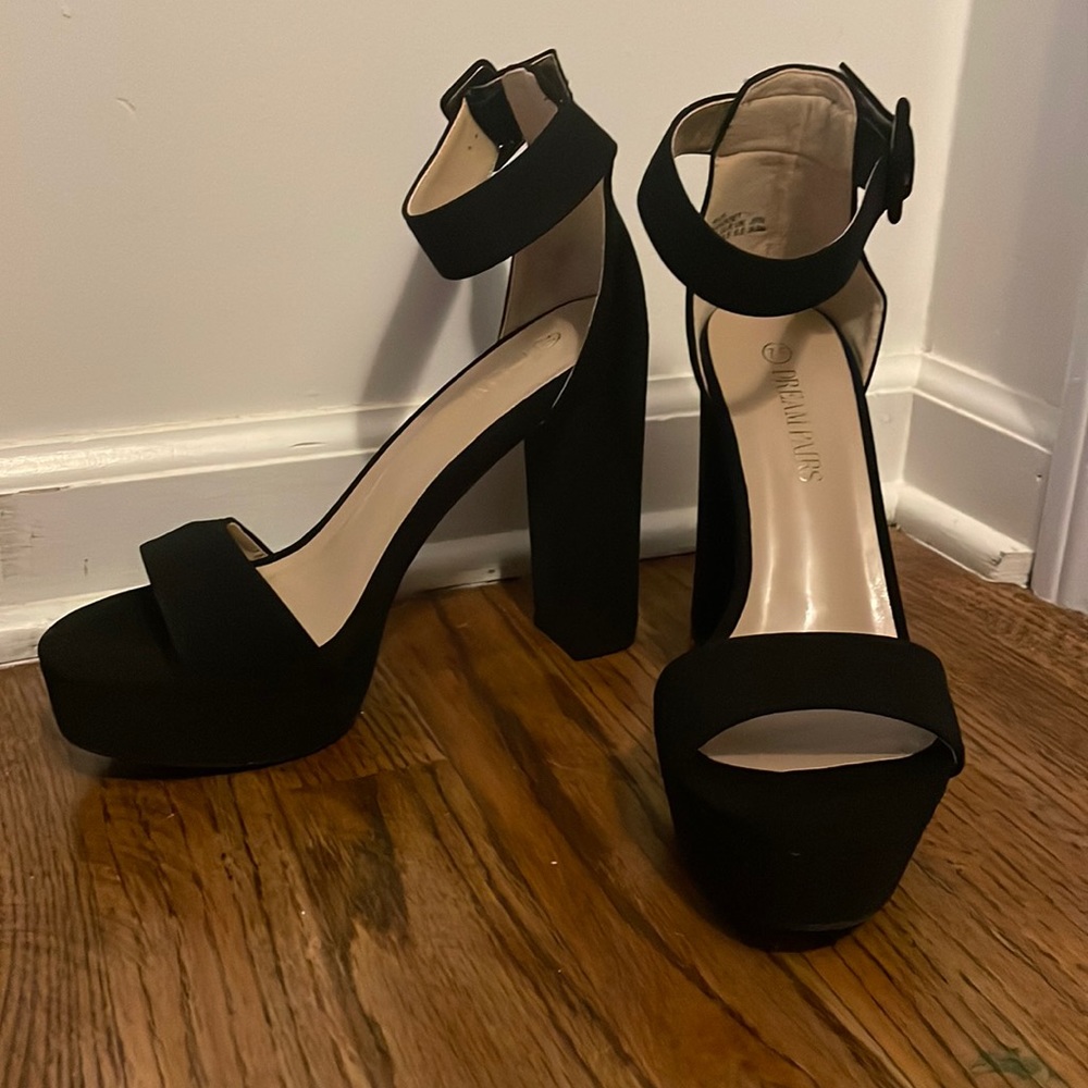 Black suede heels